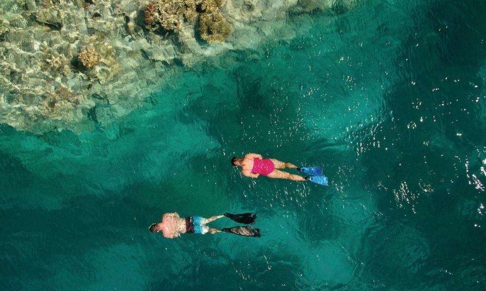 Two snorkelers Musgrave Island