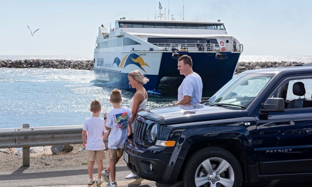 Family who are travelling by vehicle on Kangaroo Island Ferry