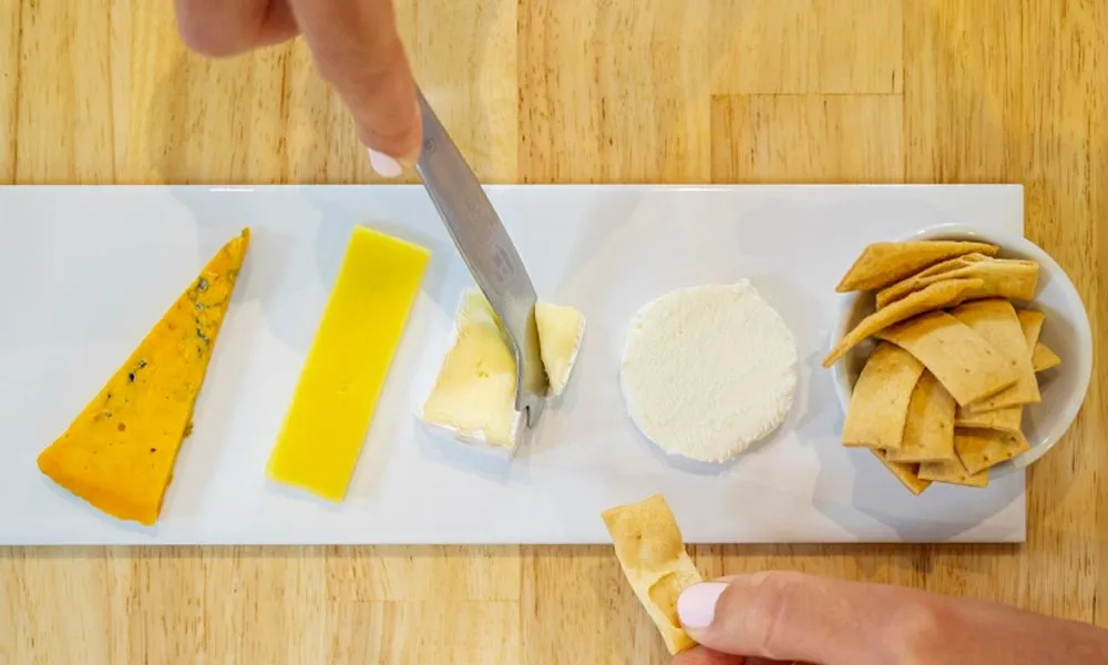 Cheese Lovers Tasting Tile with a Glass of Wine  | Experience Oz-3