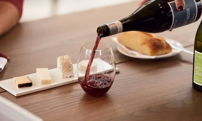 Cheese Lovers Tasting Tile with a Glass of Wine | Experience Oz