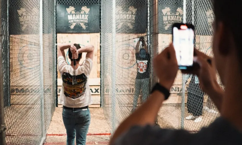 1 Hour Axe Throwing Date or Mate Night in Newcastle - For 2 | Book Now | Experience Oz