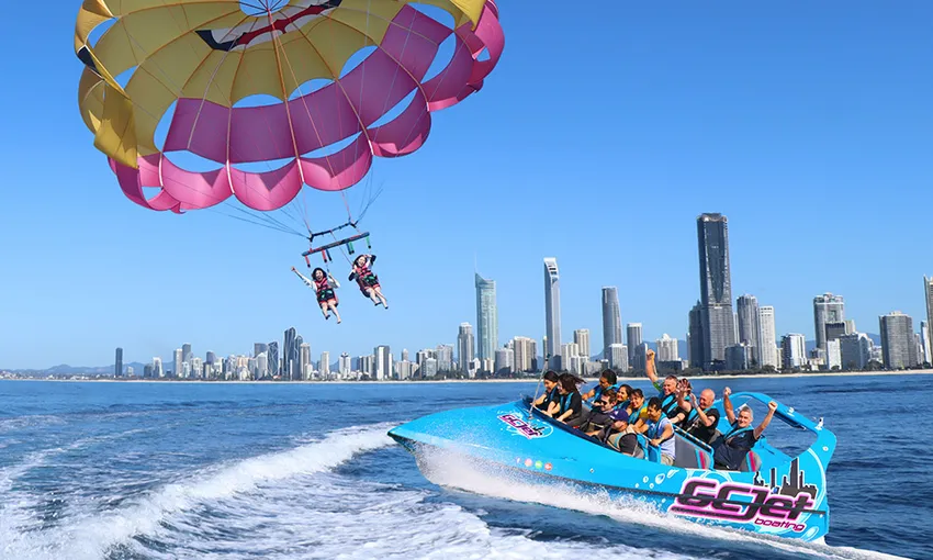 Parasail and V8 Jet Boat Ride - Gold Coast - For 2