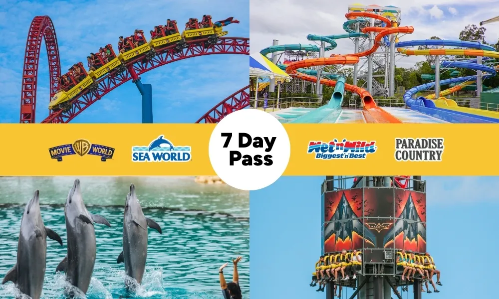 7 Day Theme Park Pass Gold Coast – Movie World, Sea World & Wet’n’Wild & Paradise Country -1