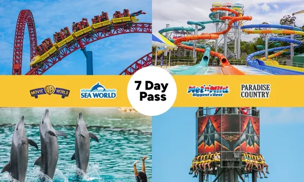 7 Day Theme Park Pass Gold Coast – Movie World, Sea World & Wet’n’Wild & Paradise Country 