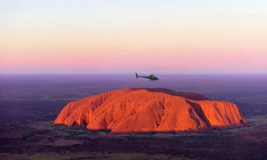 36 minute Sunset Uluru & Kata Tjuta Helicopter Flight | Experience Oz