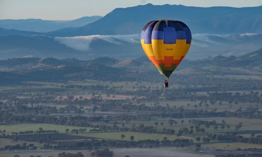 Hot Air Balloon Flight at Sunrise, King Valley
