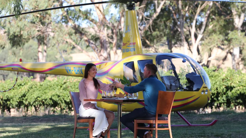 Barossa Valley Helicopter Flight with 2 Course Lunch and Wine | Experience Oz
