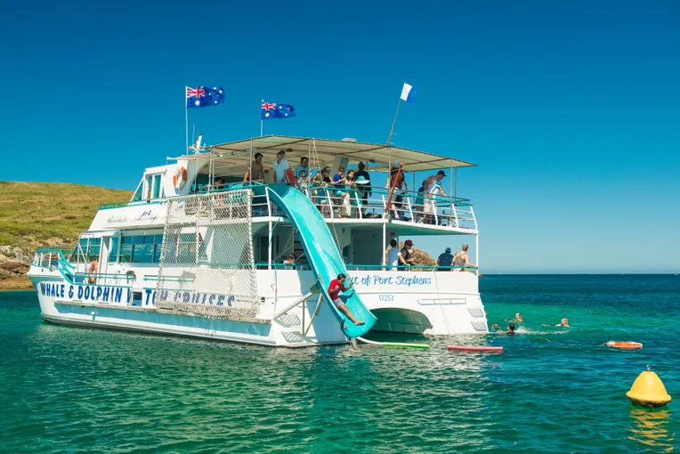 Port Stephens Splash and Slide Dolphin Cruise | Experience Oz