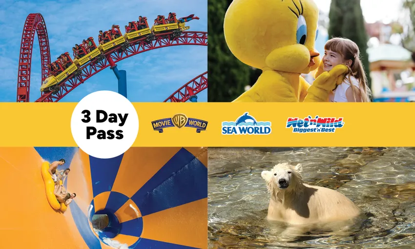 3 Day Pass Gold Coast Movie World, Sea World & Wet'n'Wild | Experience Oz