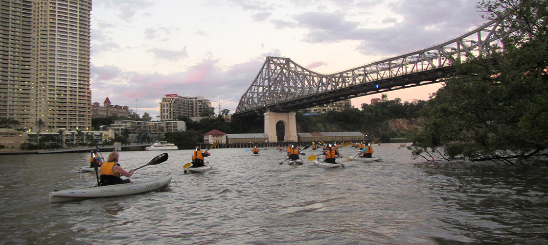 Kayaking near Story Bridge Brisbane