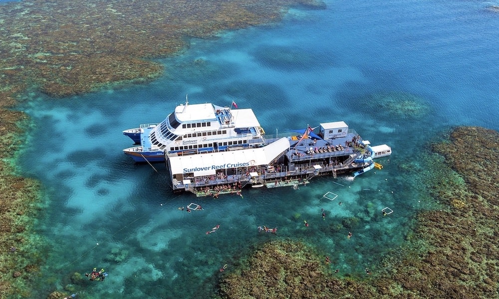 Great Barrier Reef Cruise to Sunlover Reef Cruises Pontoon Cairns Reef Fleet Terminal 1 Spence Street Cairns QLD 4870