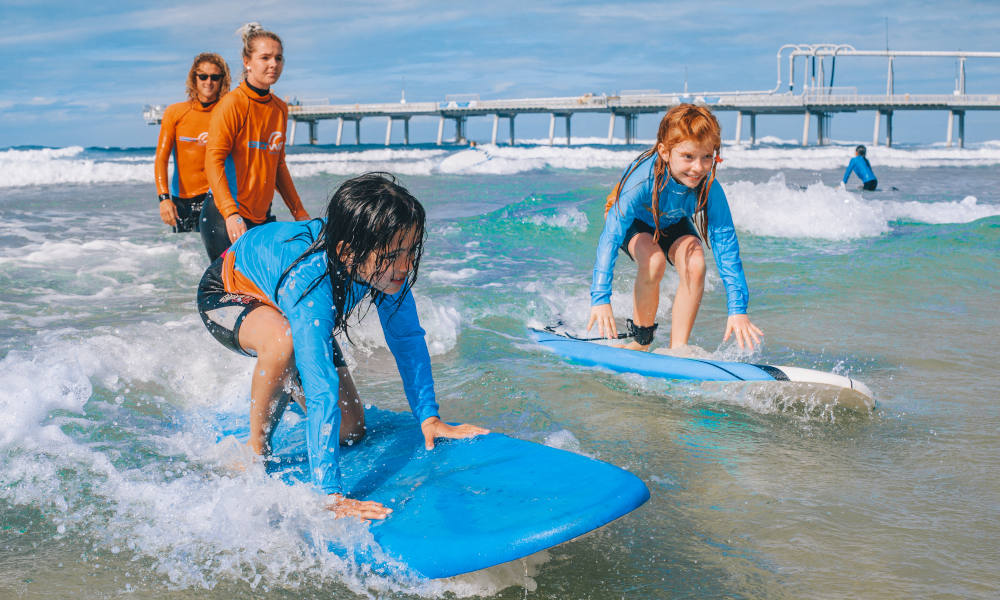 family learn to surf holidays