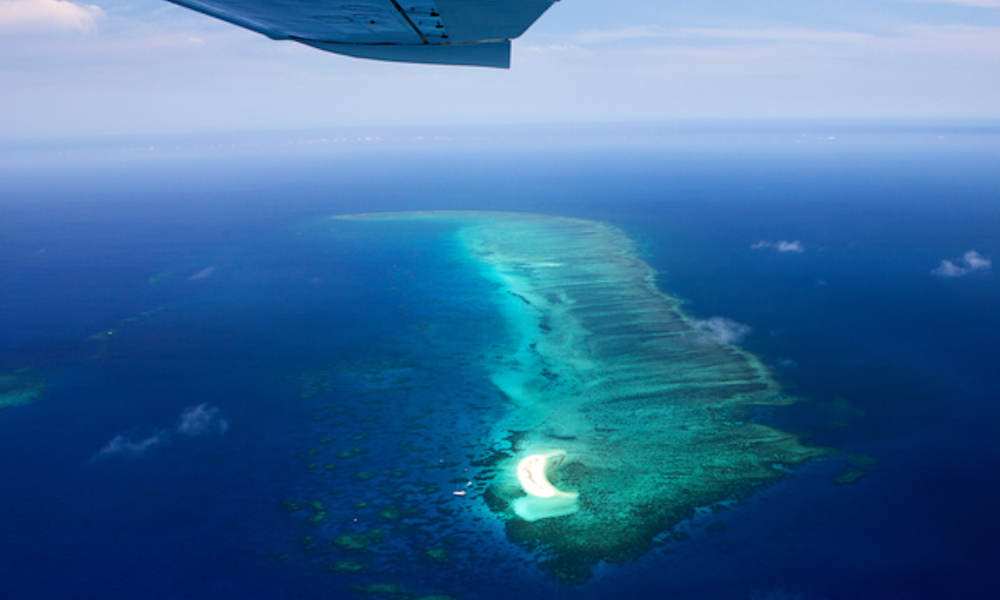 Great Barrier Reef viewed from a scenic aircraft near Cairns
